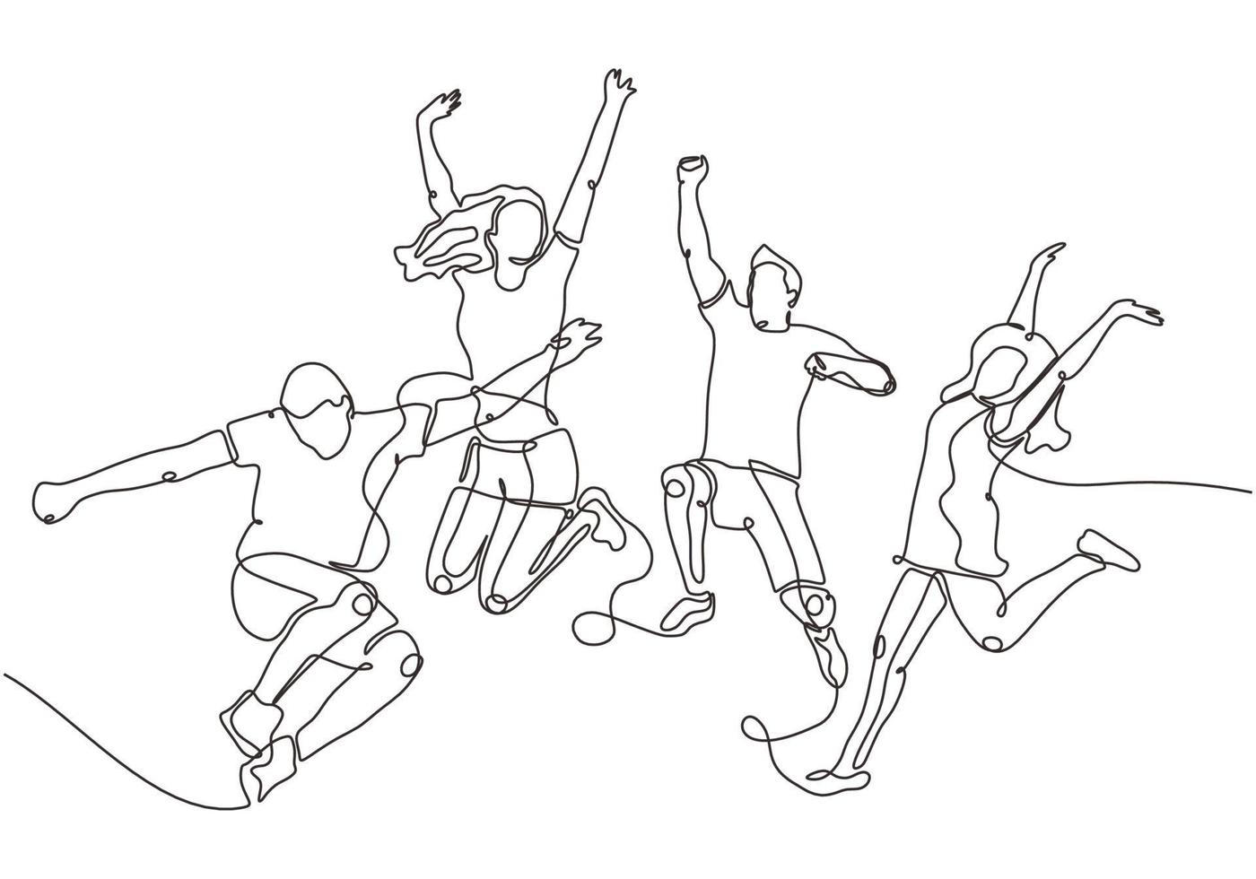 Happy group of people jumping on a white background. vector