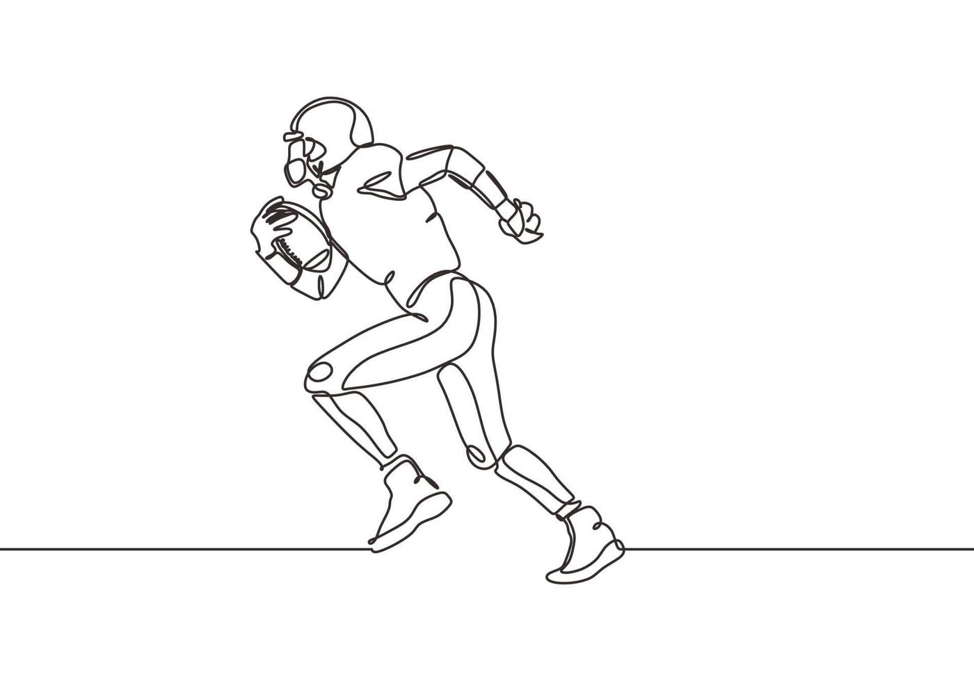 Continuous one line drawing of football player. American athlete. vector