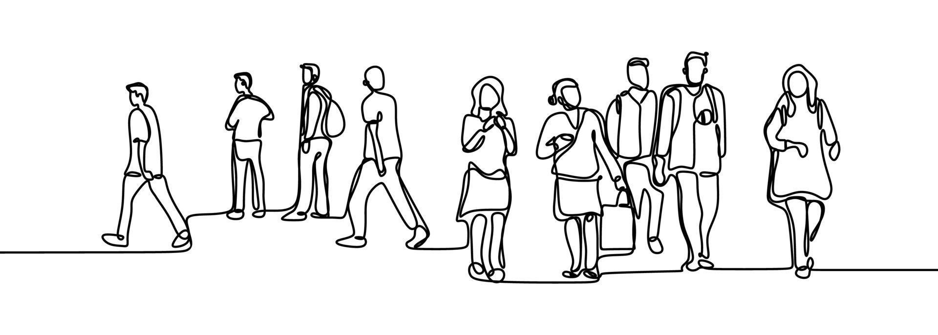 Urban commuters one continuous line drawing minimalism vector