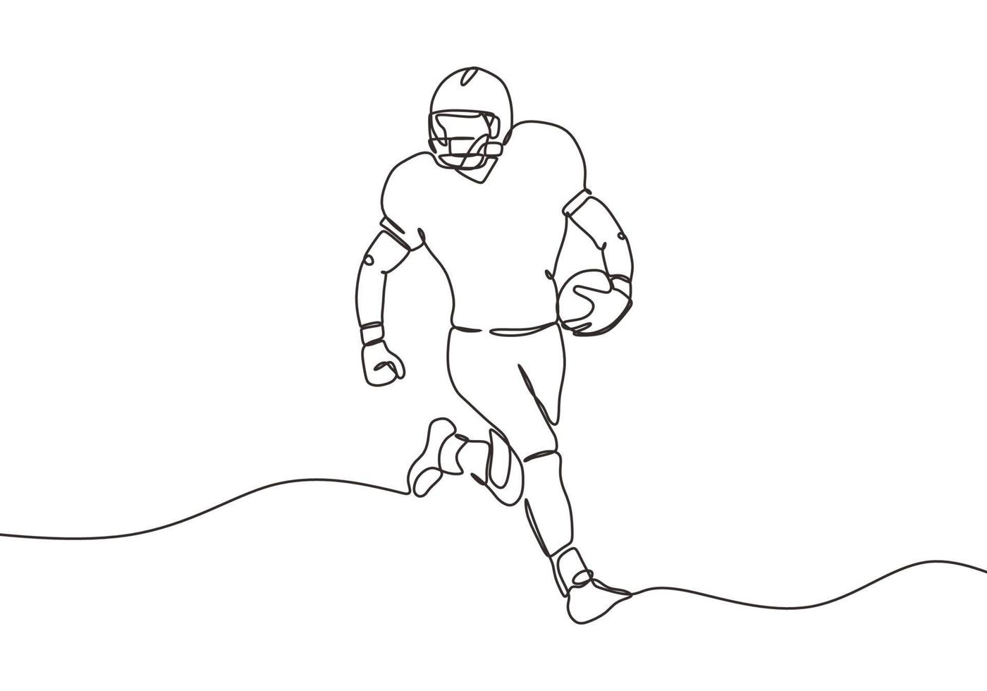 One line drawing of american football soccer player vector