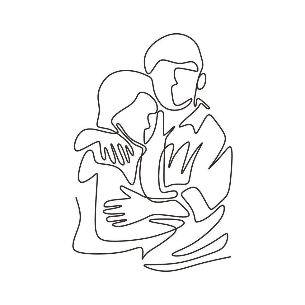 Continuous one line drawing of romantic couple. vector