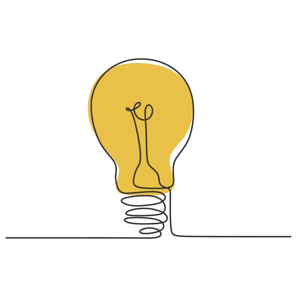 Continuous one line drawing light bulb symbol idea and creativity vector