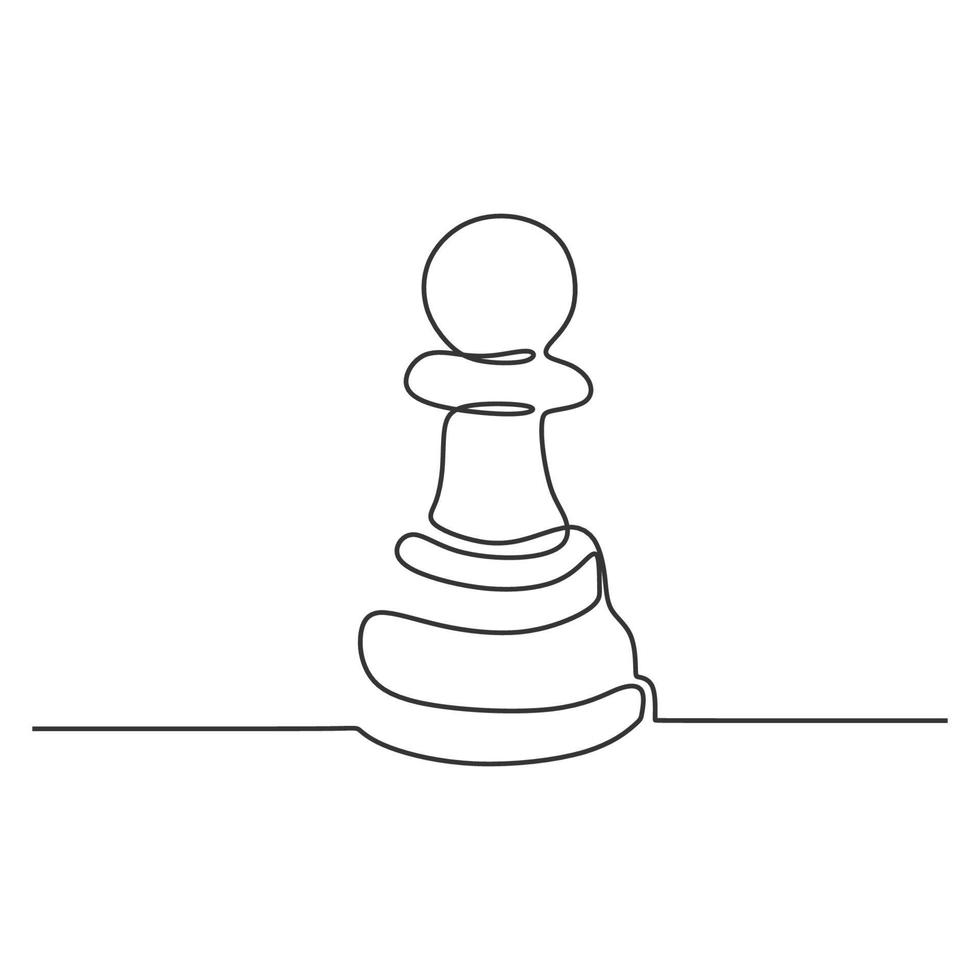 Continuous one line drawing of chess pawn vector illustration.