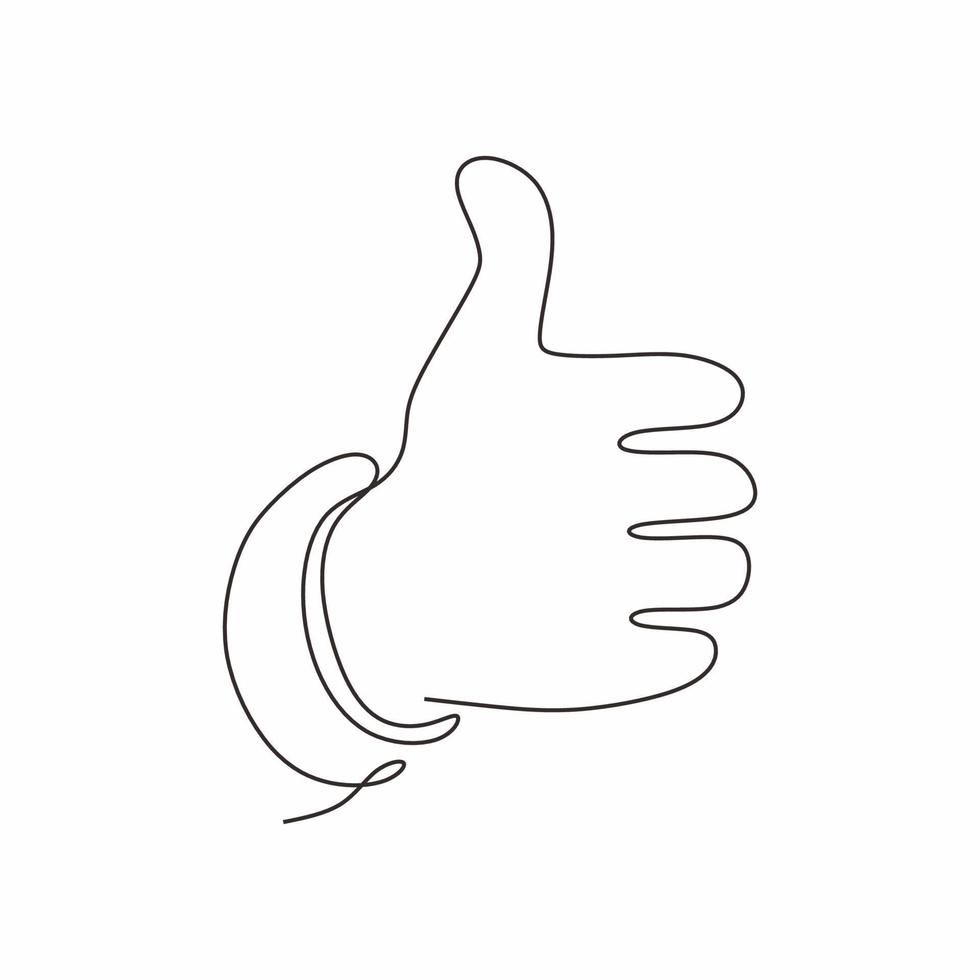 One line drawing thumbs up hand gesture vector