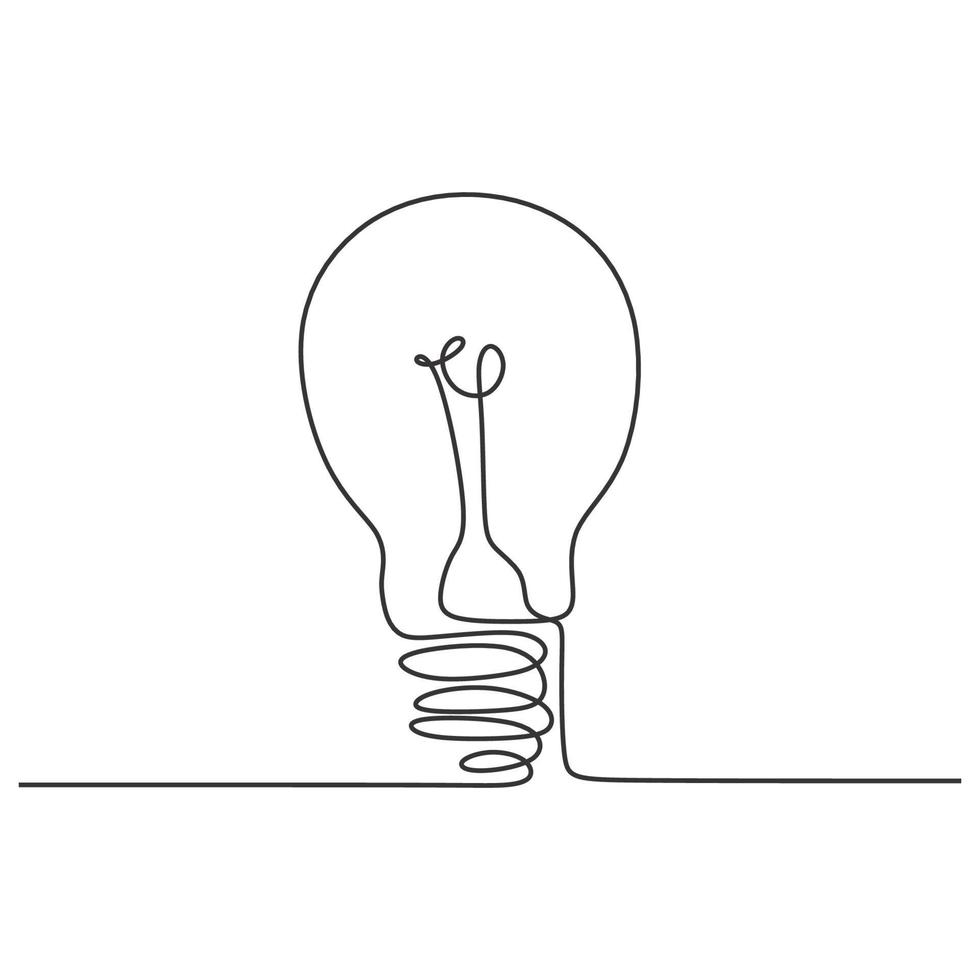 one line drawing light bulb symbol idea and creativity isolated