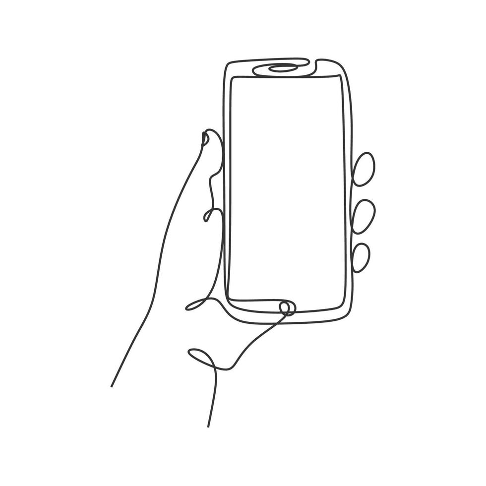 Continuous line telephone receiver minimalist design drawing vector