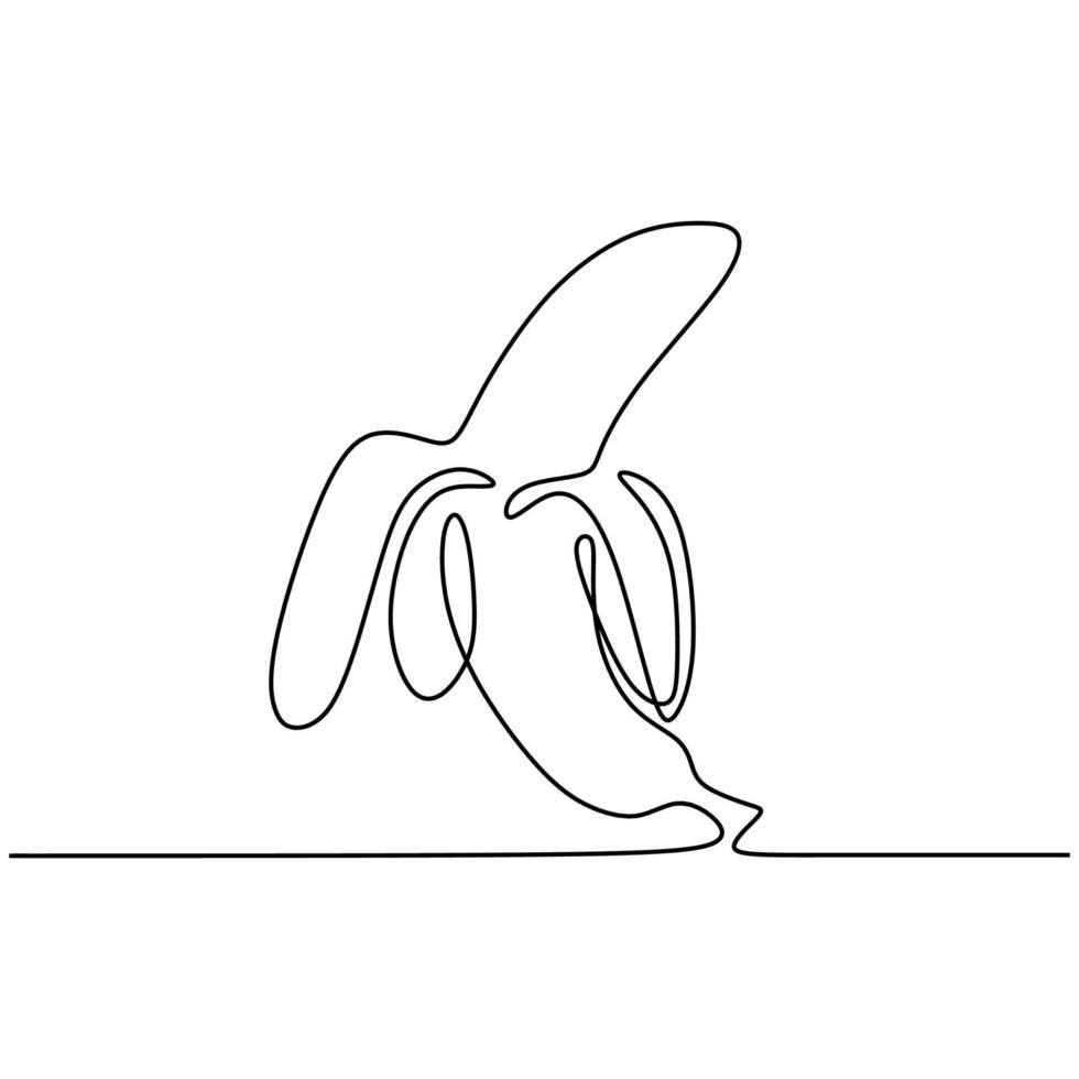 dibujo de una sola línea de diseño minimalista de fruta de plátano vector