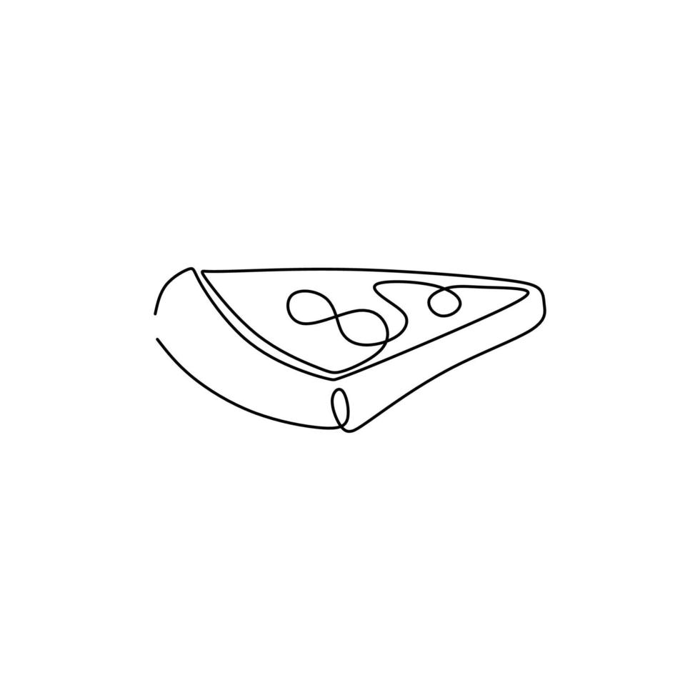 dibujo continuo de una línea de pizza comida chatarra minimalismo vector