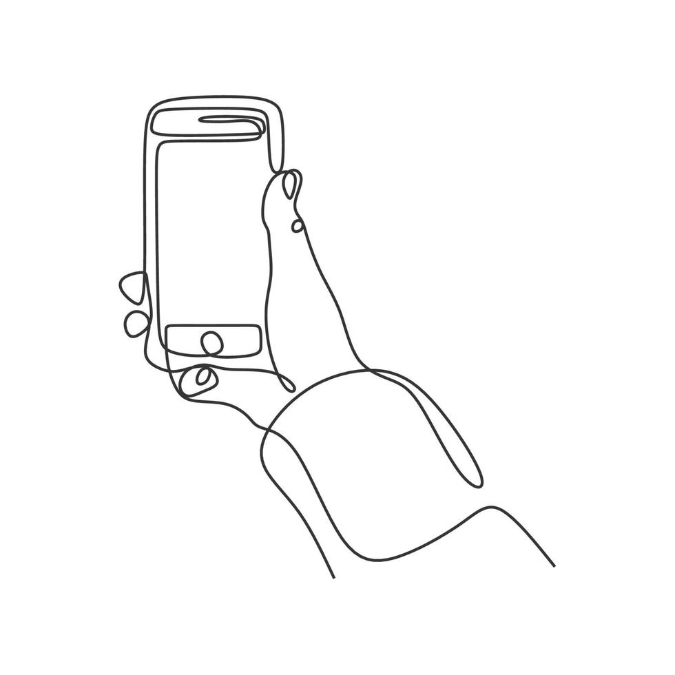 Continuous line drawing cellphone minimal design on white bacgkround vector