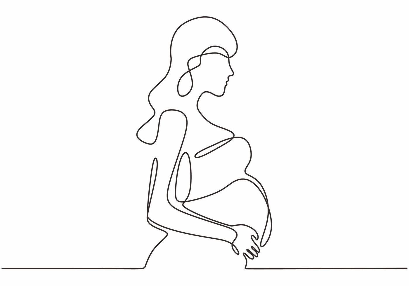 Continuous One Line Drawing Of Happy Pregnant Woman 3410098 Vector Art At Vecteezy 