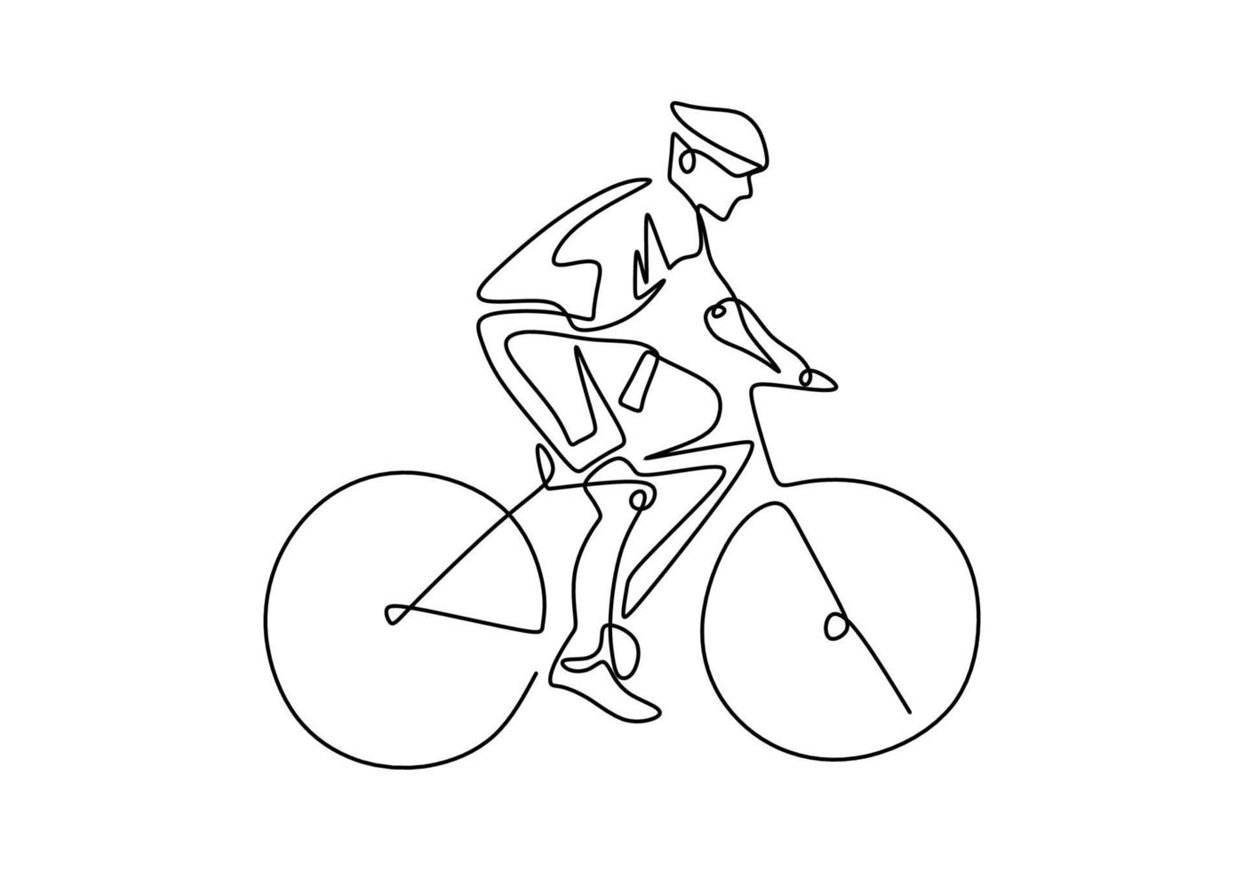 cycling line drawing. continuous one line drawings of pictures athlete vector