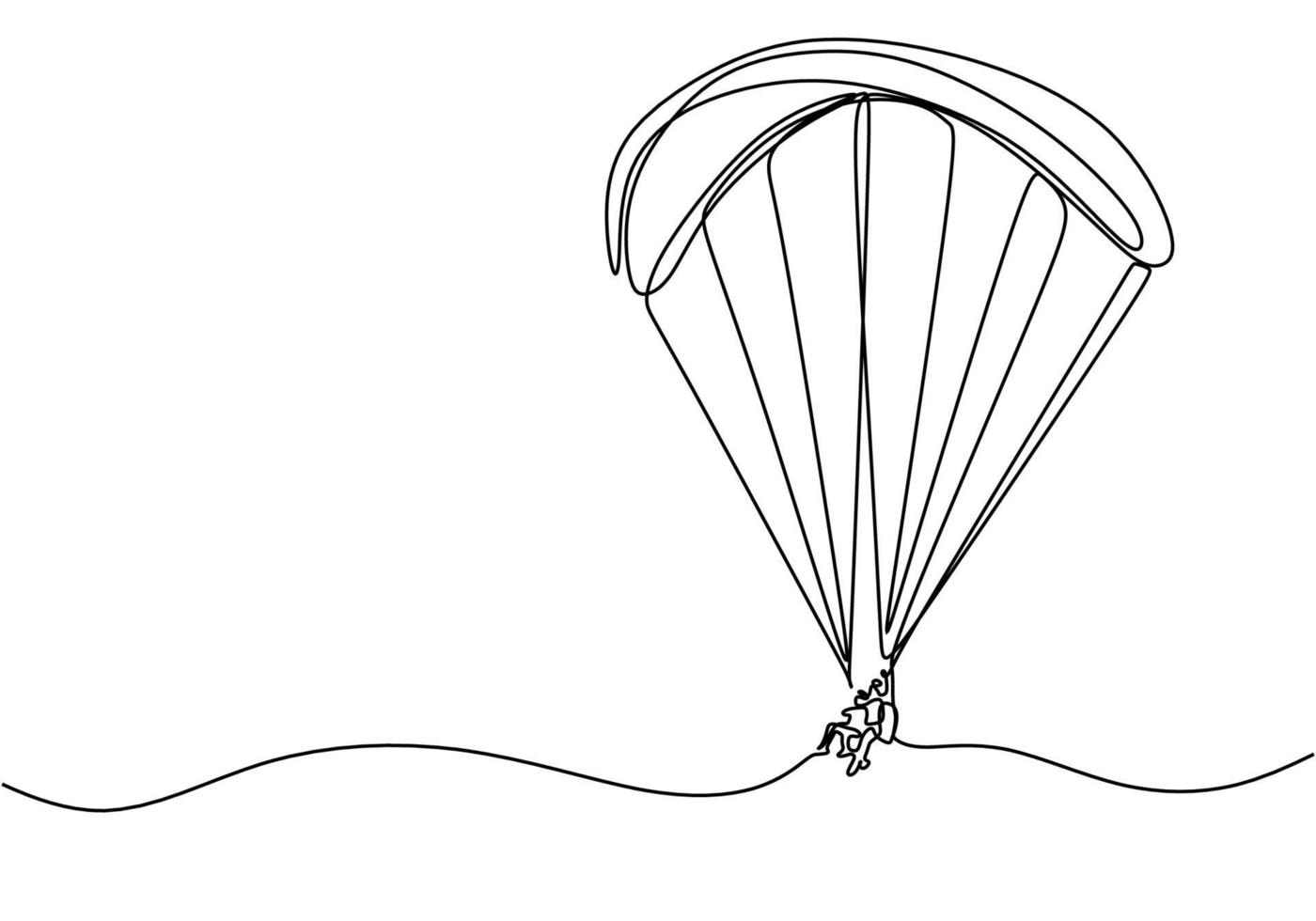 Continuous line drawing of sky parachute sport game. vector