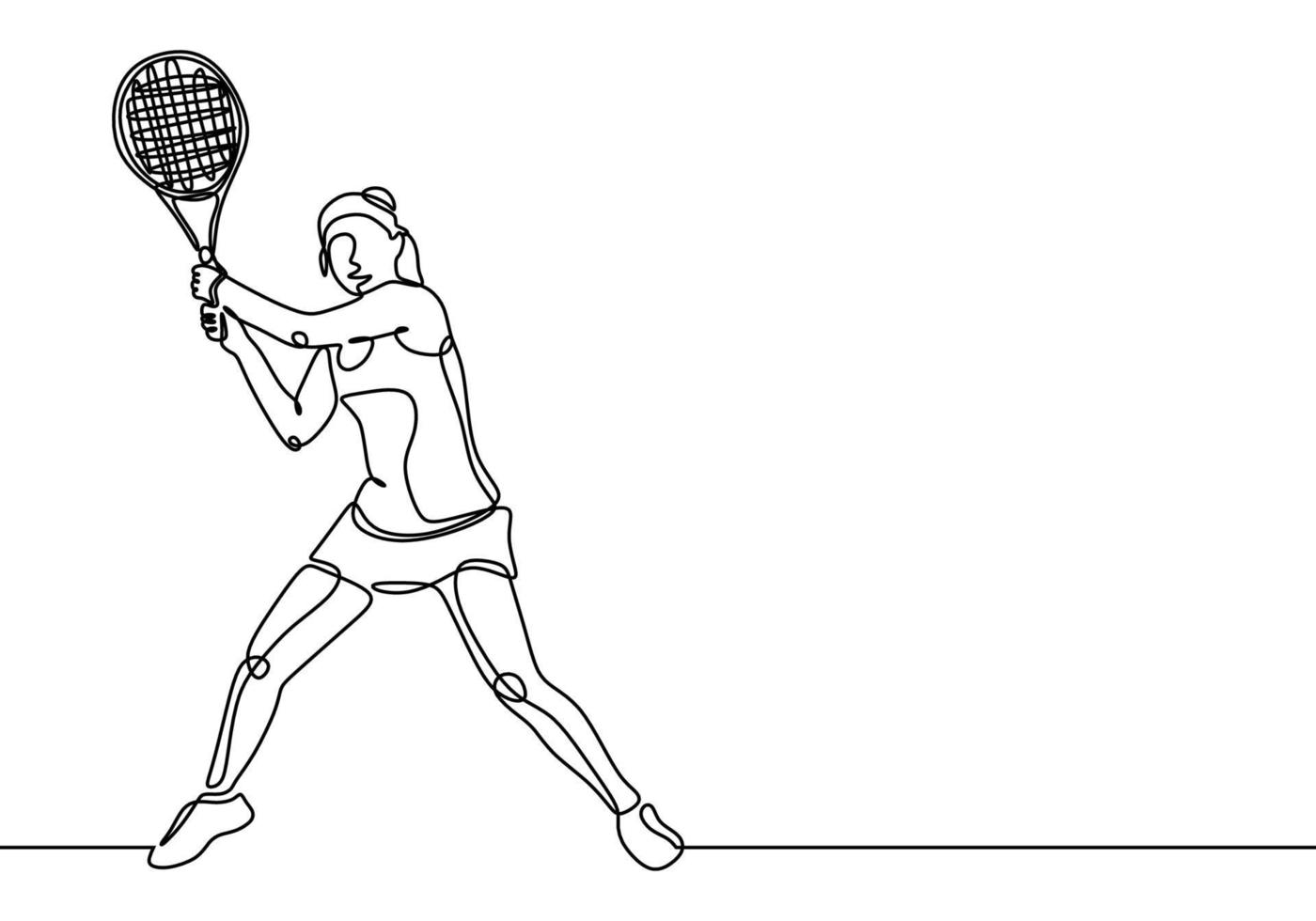 Tennis player continuous one line drawing minimalism style vector