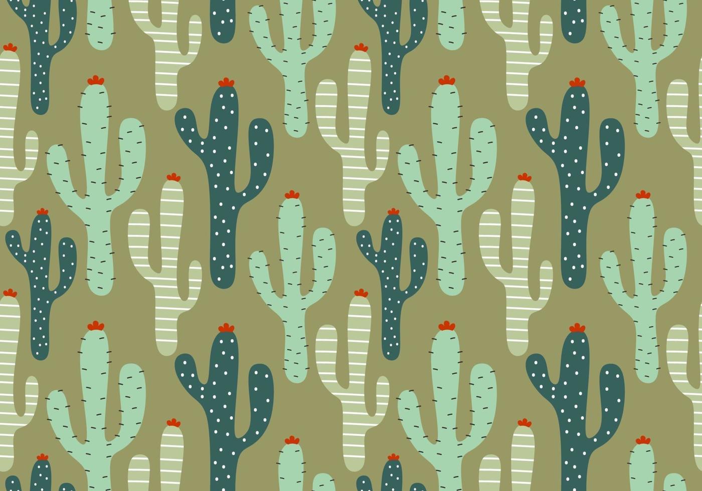 Floral seamless pattern with cactus colorful drawing vector