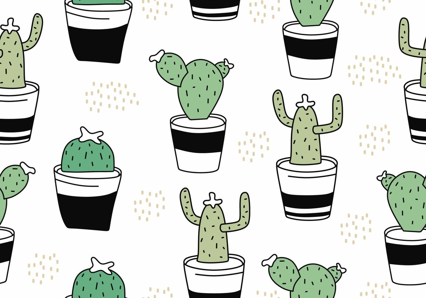 Cute cactus seamless pattern with botanical exotic theme. vector
