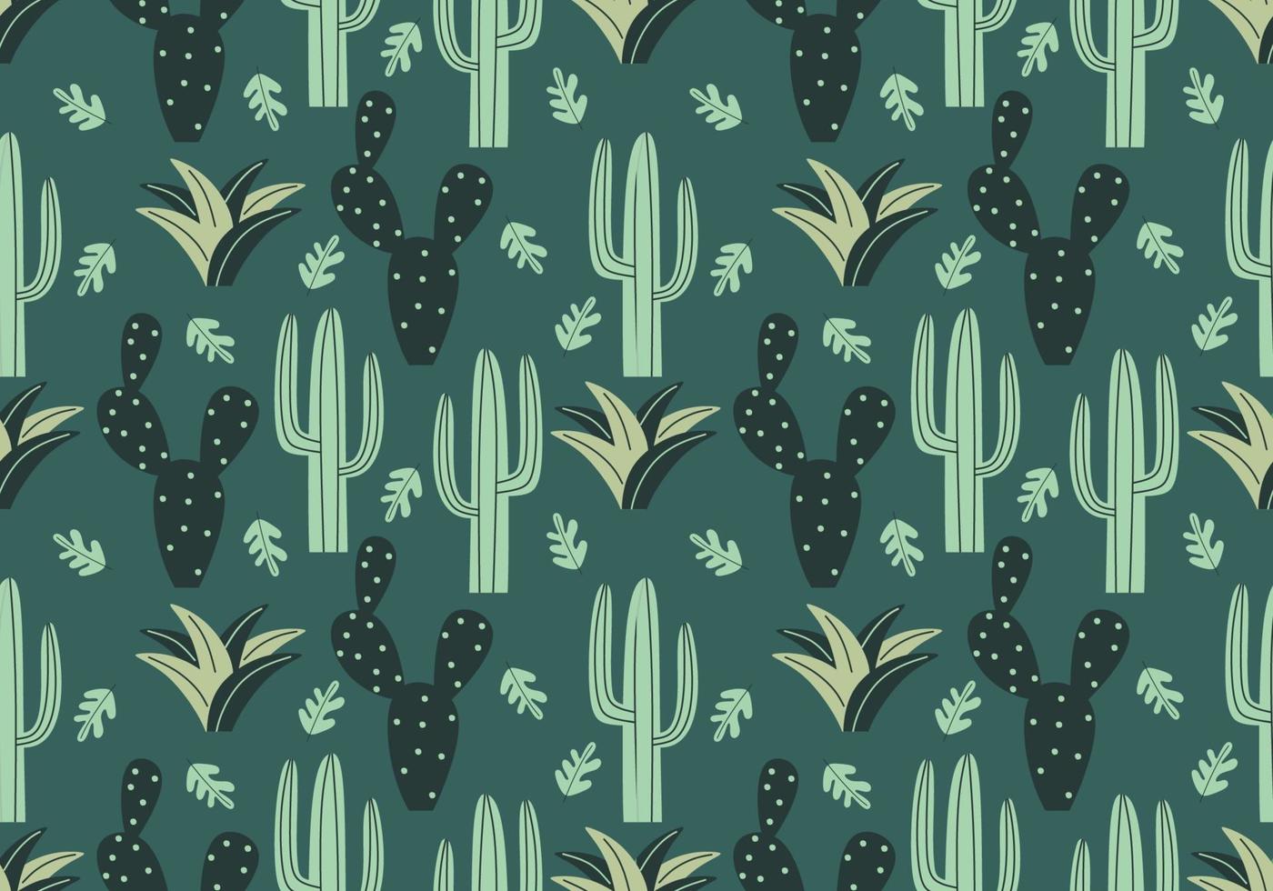 Trendy cactus seamless pattern with floral drawing style. vector