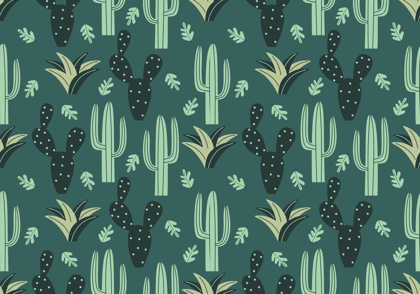 Cactus de moda de patrones sin fisuras con estilo de dibujo floral. vector