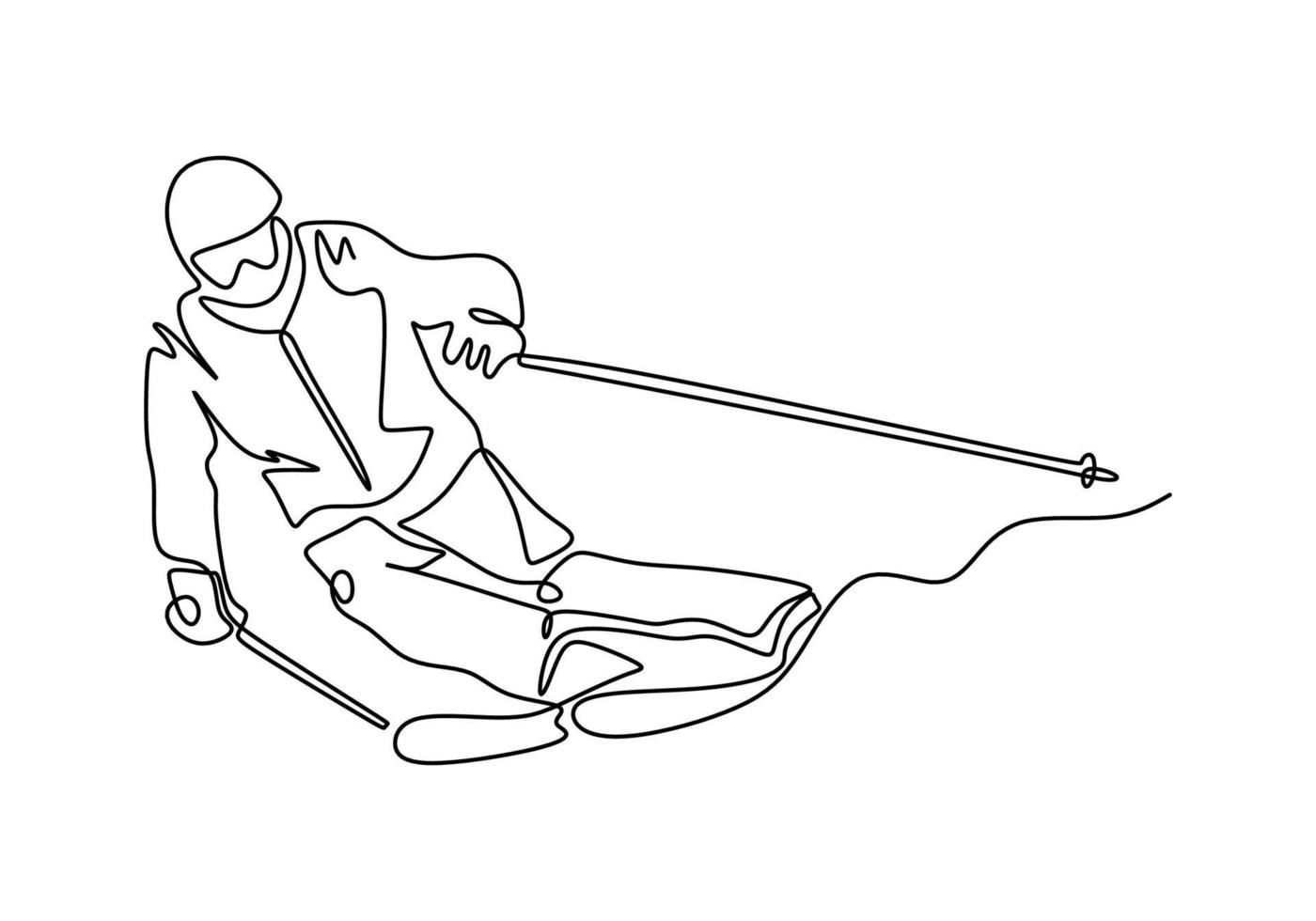 Ski racer one line drawing minimalist design winter sport theme vector