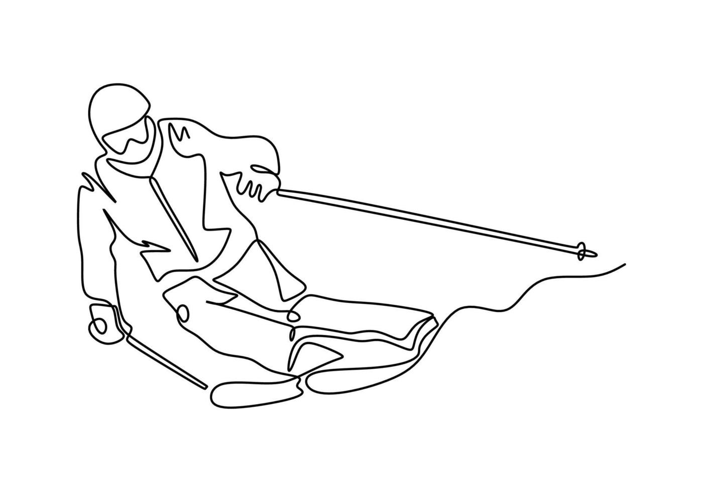 Ski racer one line drawing minimalist design winter sport theme vector