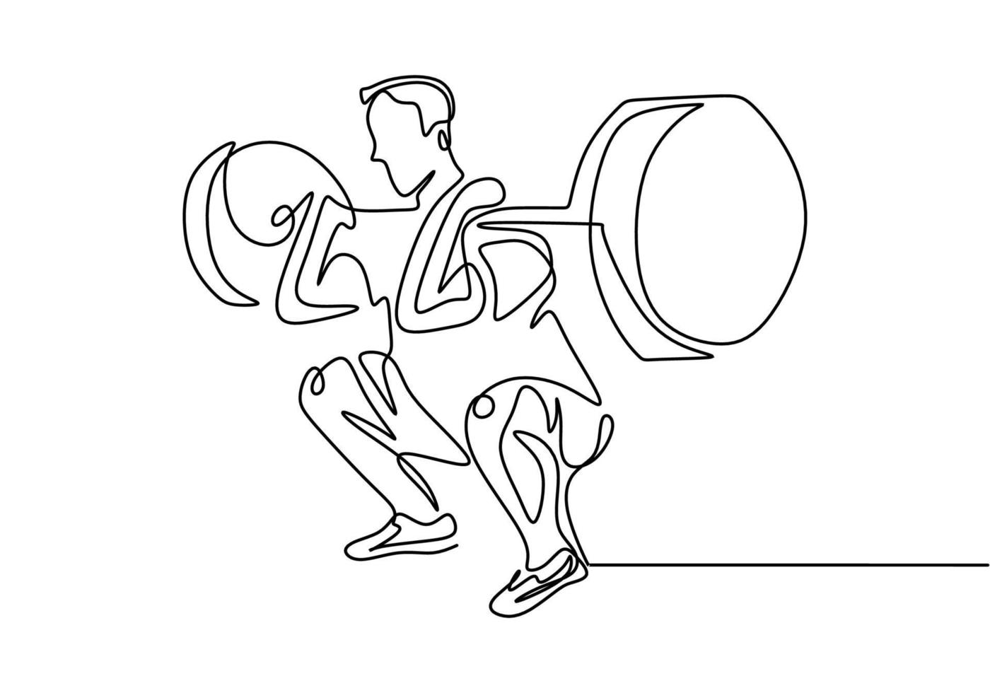 One line drawing of man body builder vector