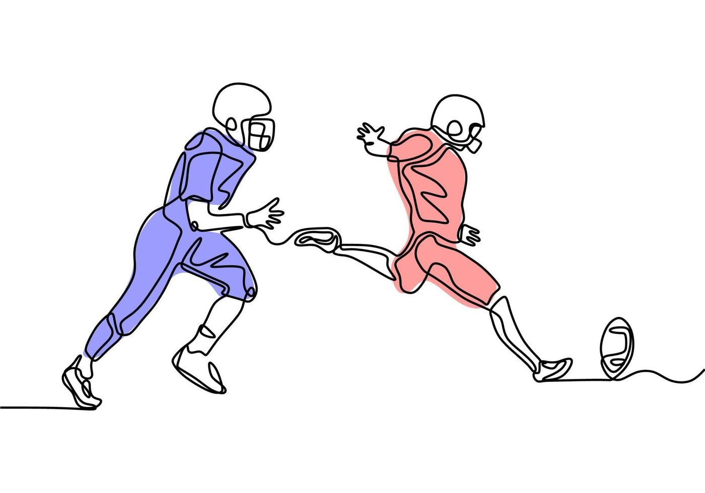 American football game continuous one line drawing. vector