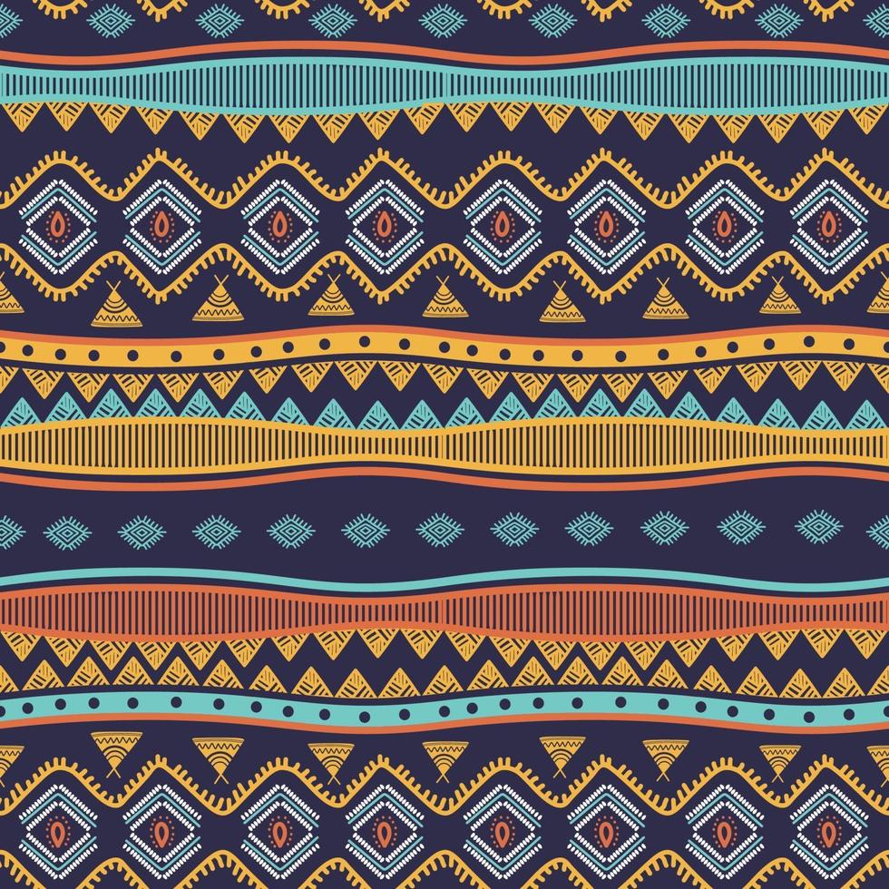 Ancient tribal hand drawn seamless pattern stripes ethnic symbols. vector