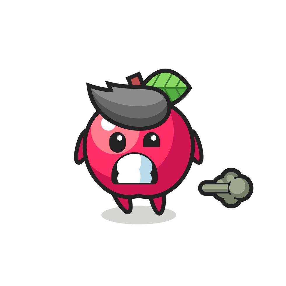 the illustration of the apple cartoon doing fart vector