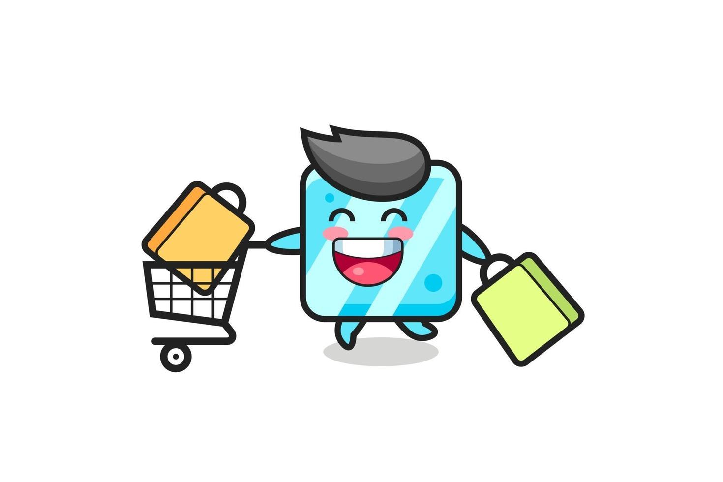 black Friday illustration with cute ice cube mascot vector