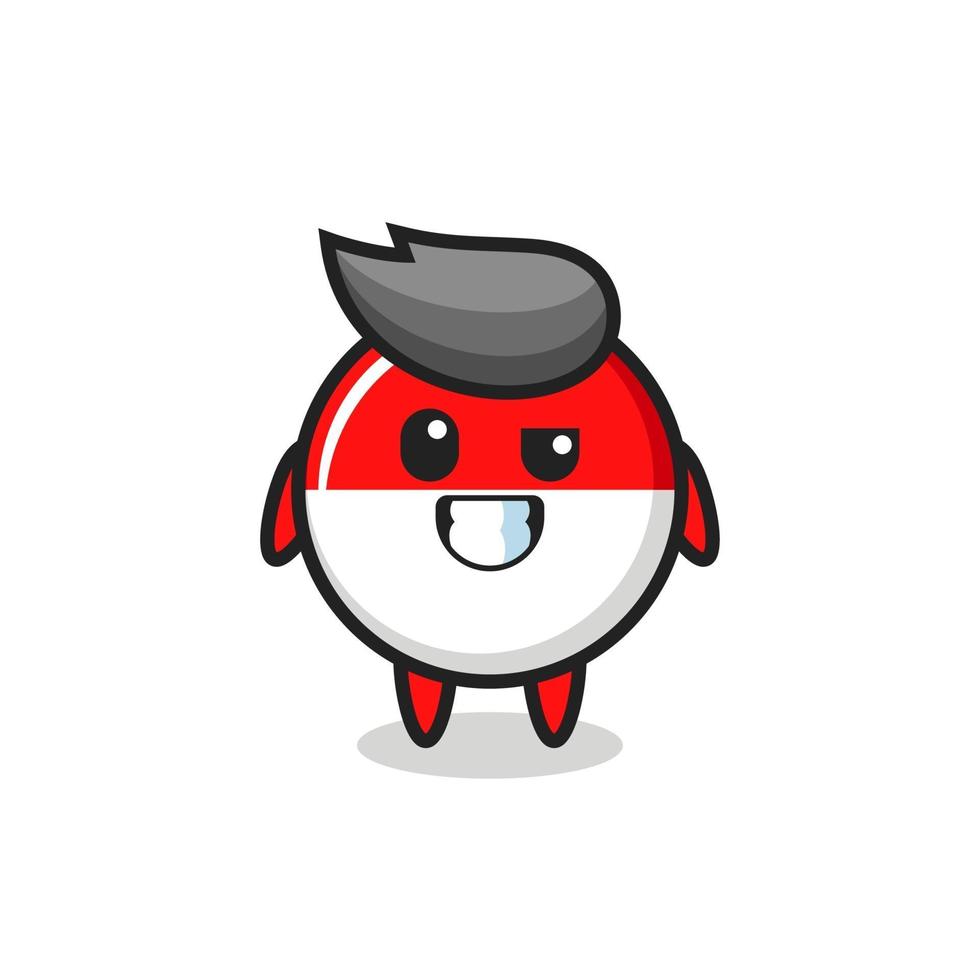 linda mascota de la insignia de la bandera de Indonesia con una cara optimista vector