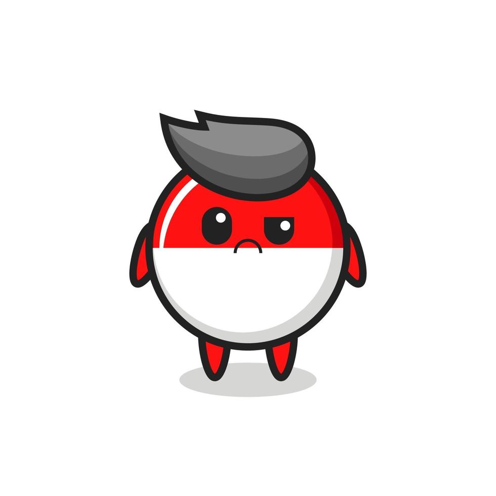 the mascot of the indonesia flag badge with sceptical face vector