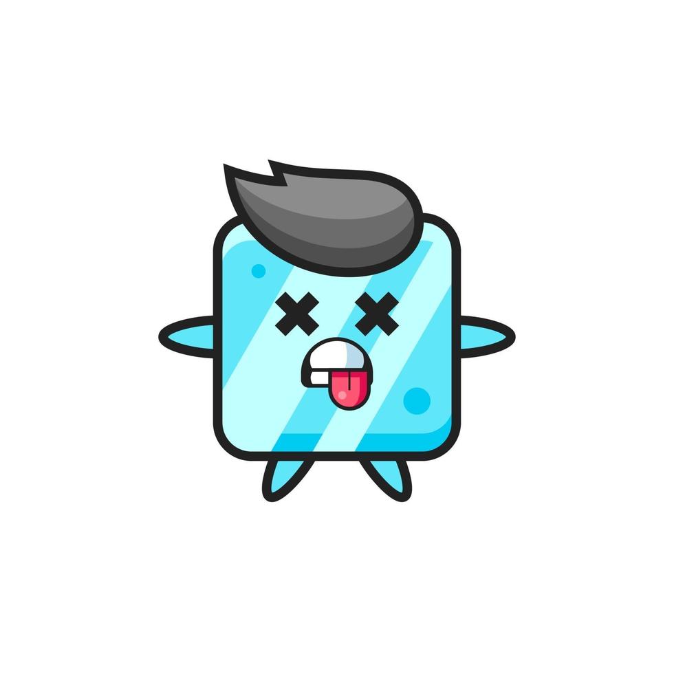 character of the cute ice cube with dead pose vector