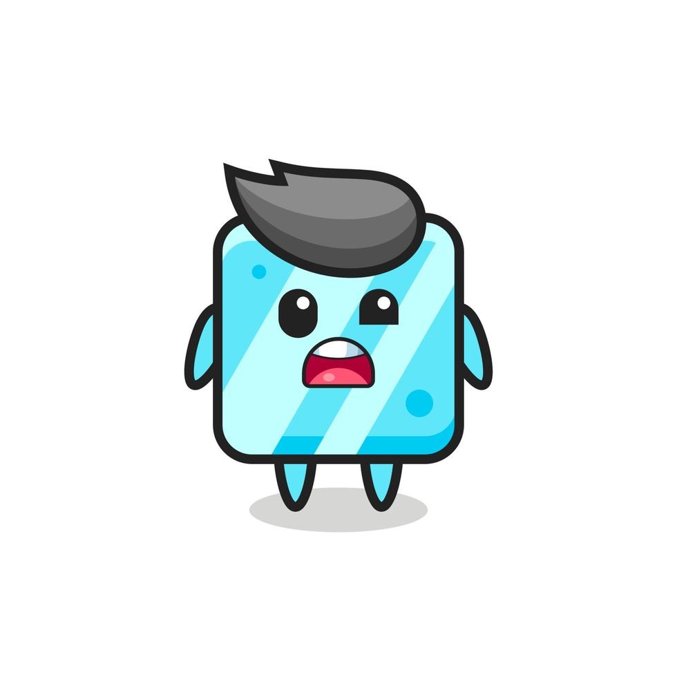 the shocked face of the cute ice cube mascot vector