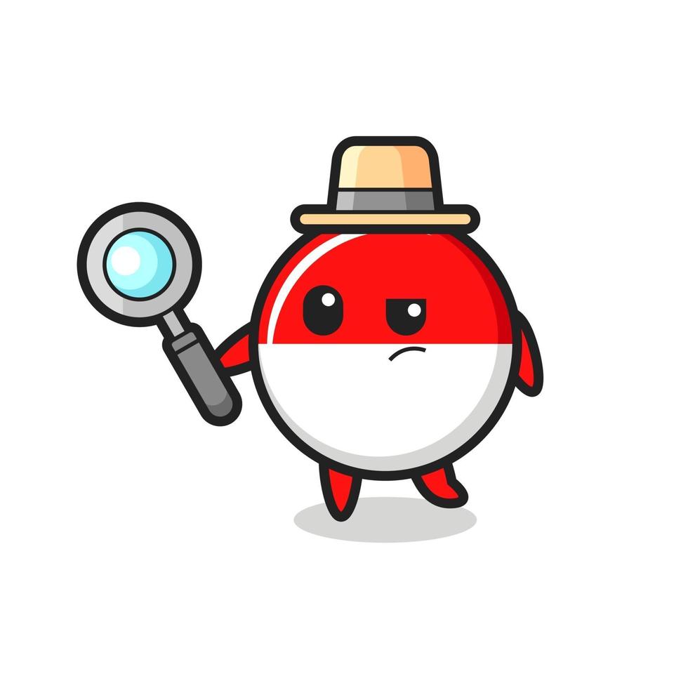 indonesia flag badge detective character is analyzing a case vector