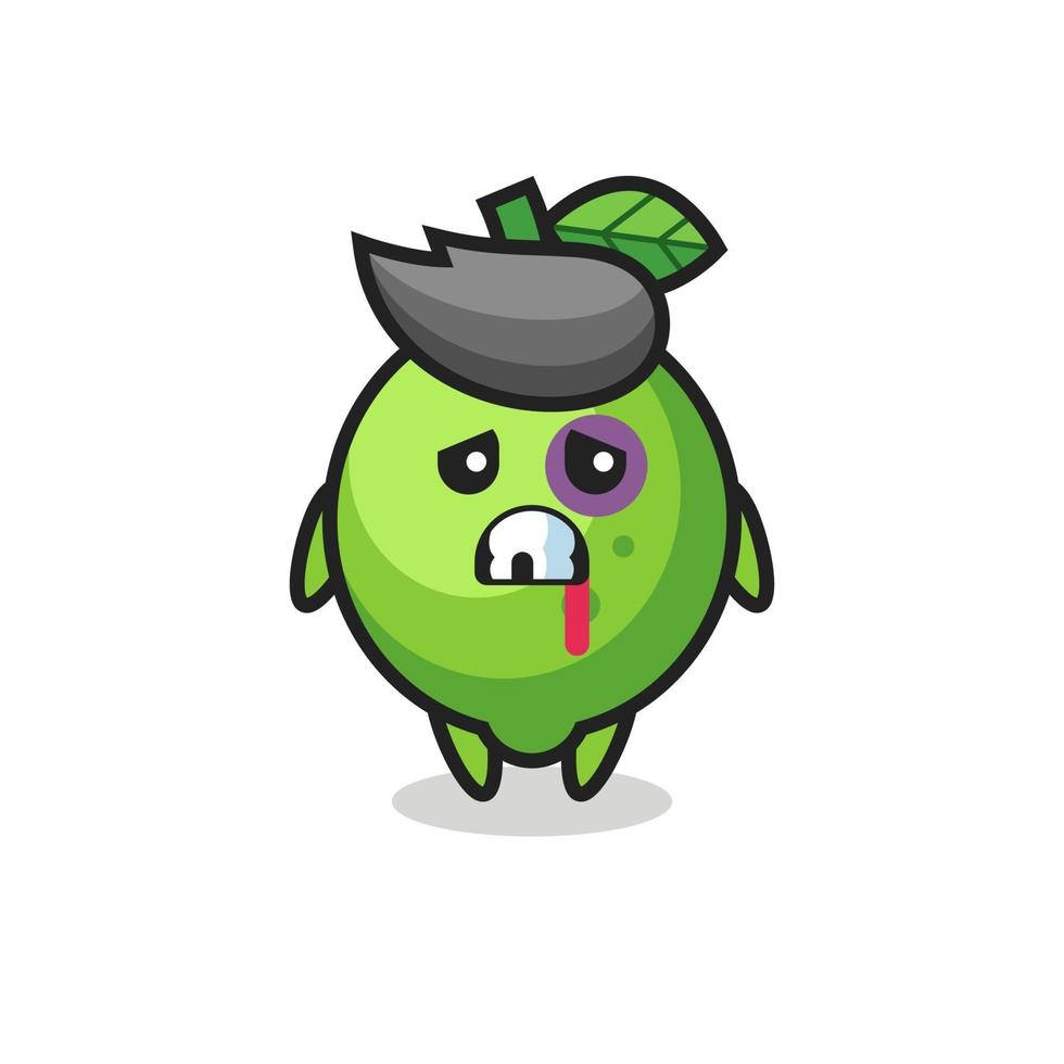 injured lime character with a bruised face vector