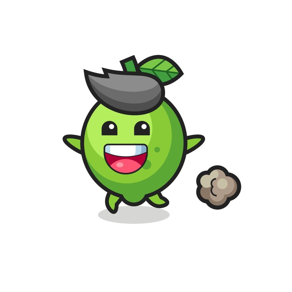 the happy lime cartoon with running pose vector