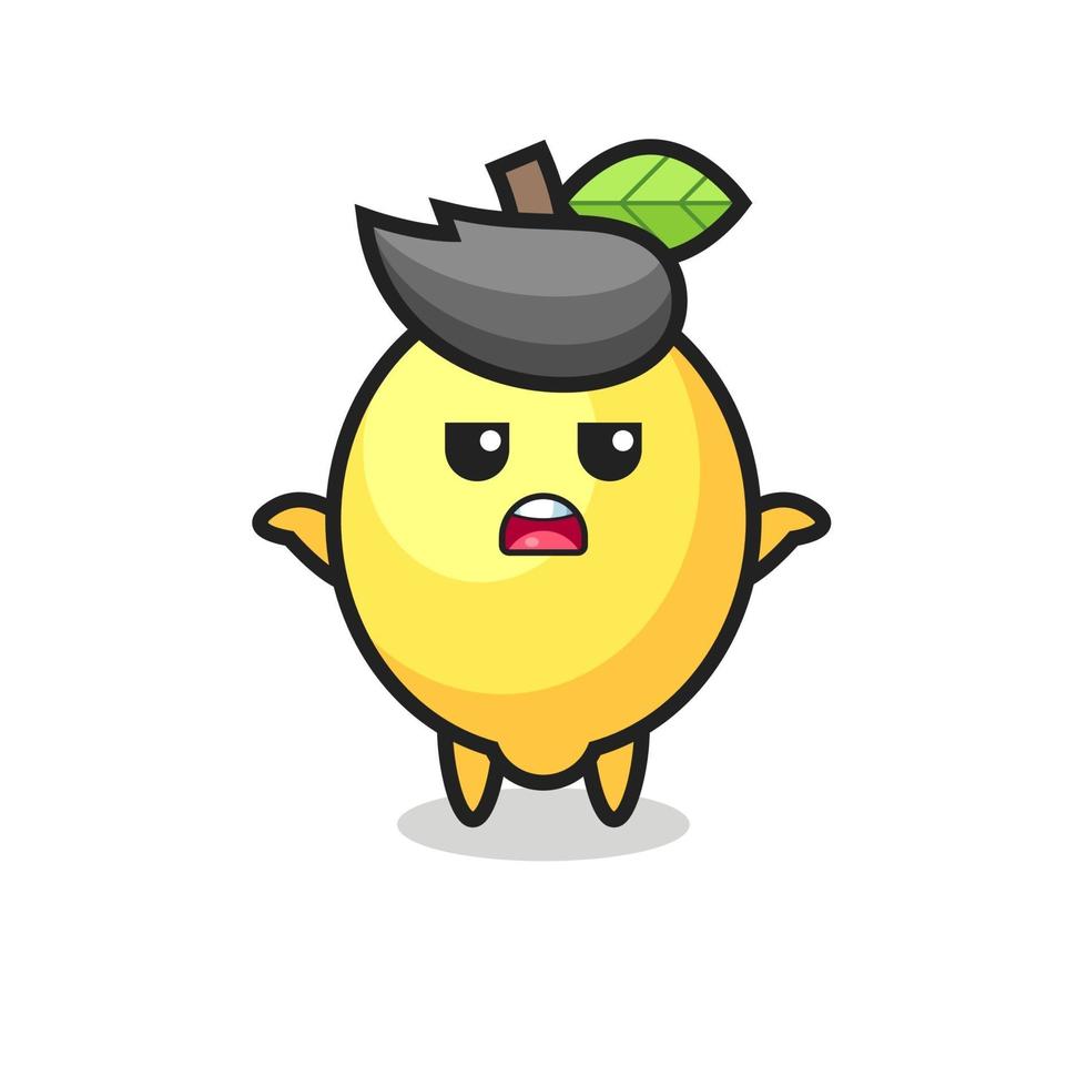 lemon mascot character saying I do not know vector