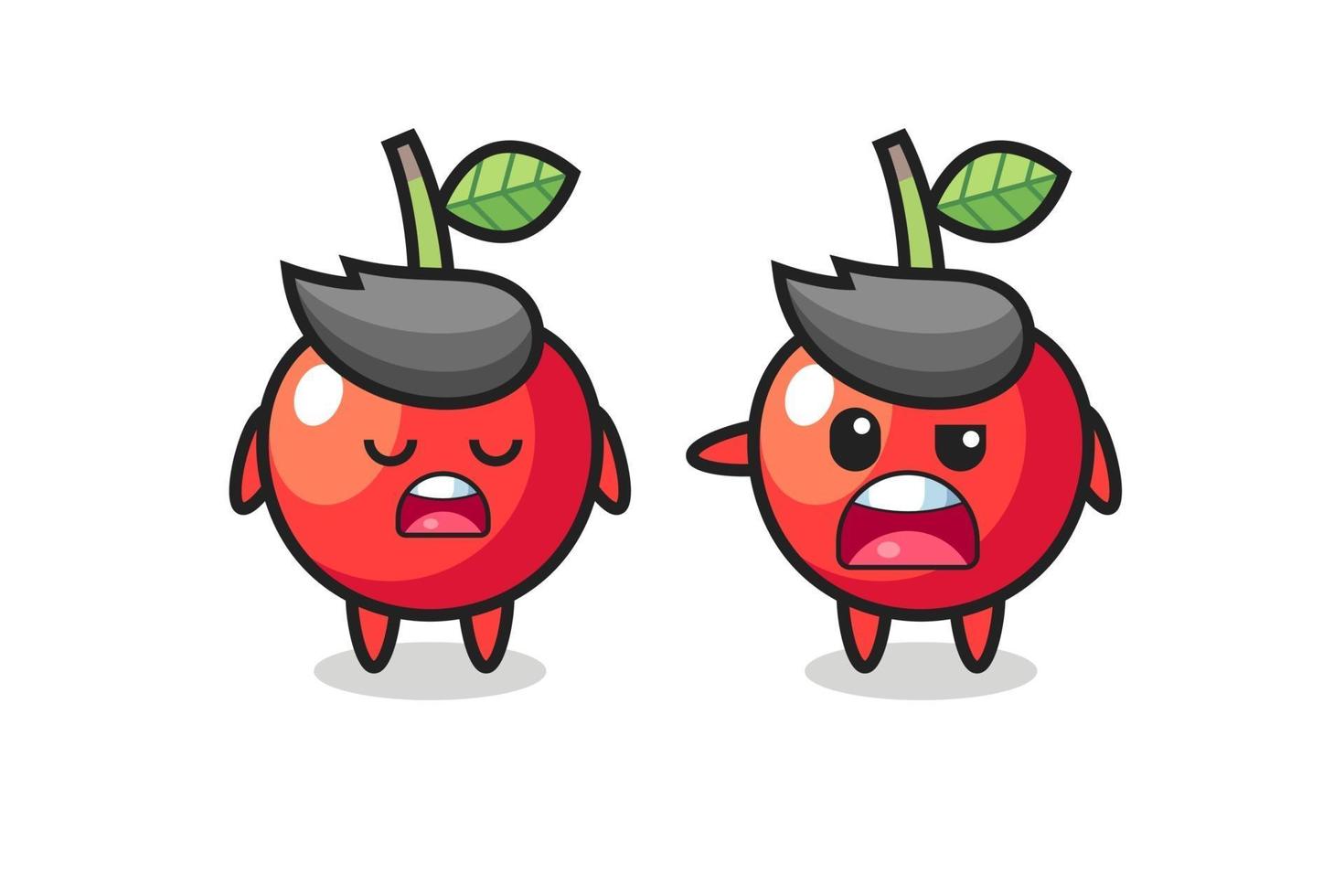 illustration of the argue between two cute cherry characters vector