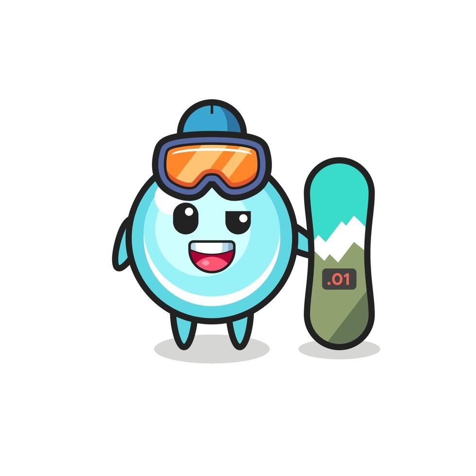 Ilustración de personaje burbuja con estilo snowboard vector