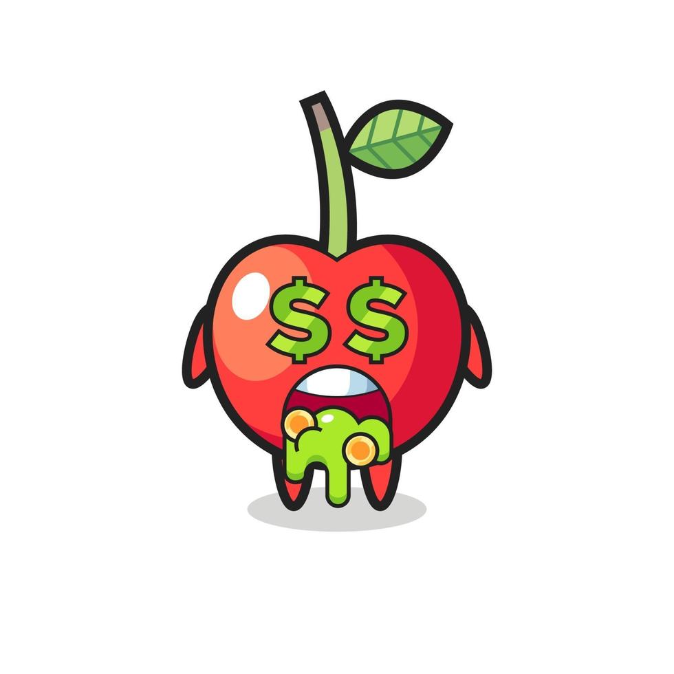 cherry character with an expression of crazy about money vector