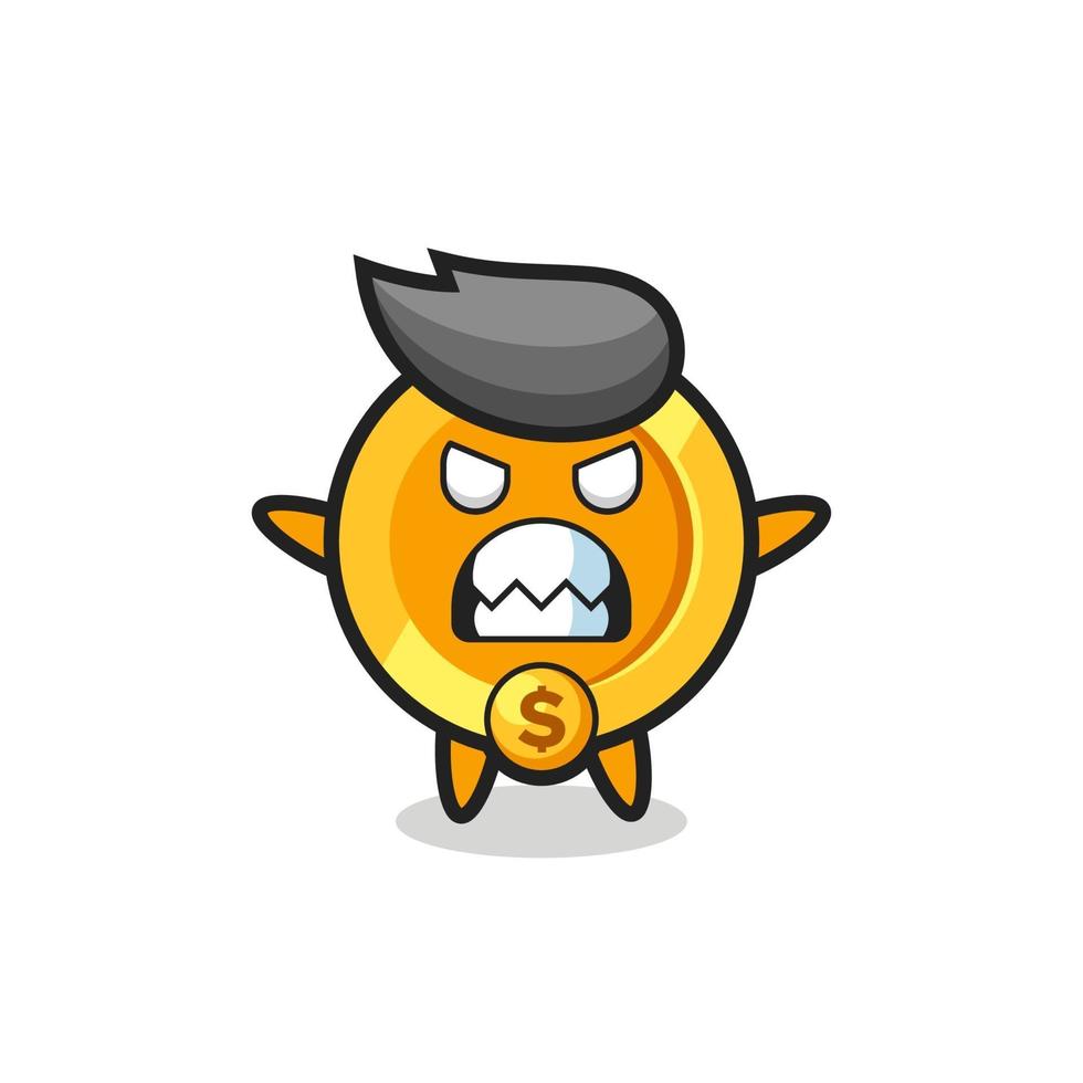 wrathful expression of the dollar currency coin mascot character vector