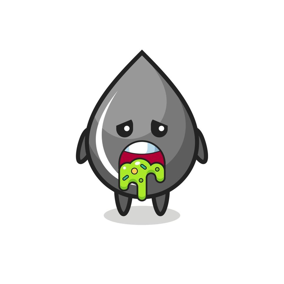 the cute oil drop character with puke vector