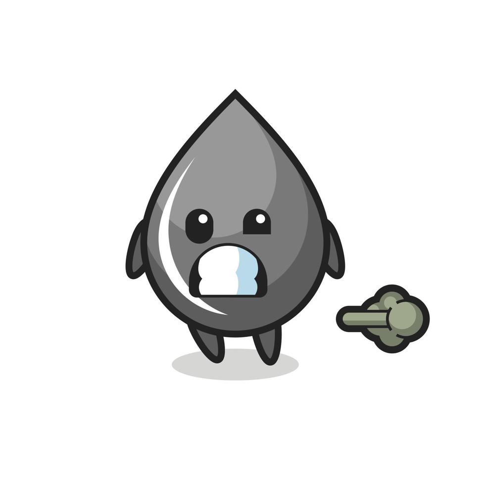 the illustration of the oil drop cartoon doing fart vector