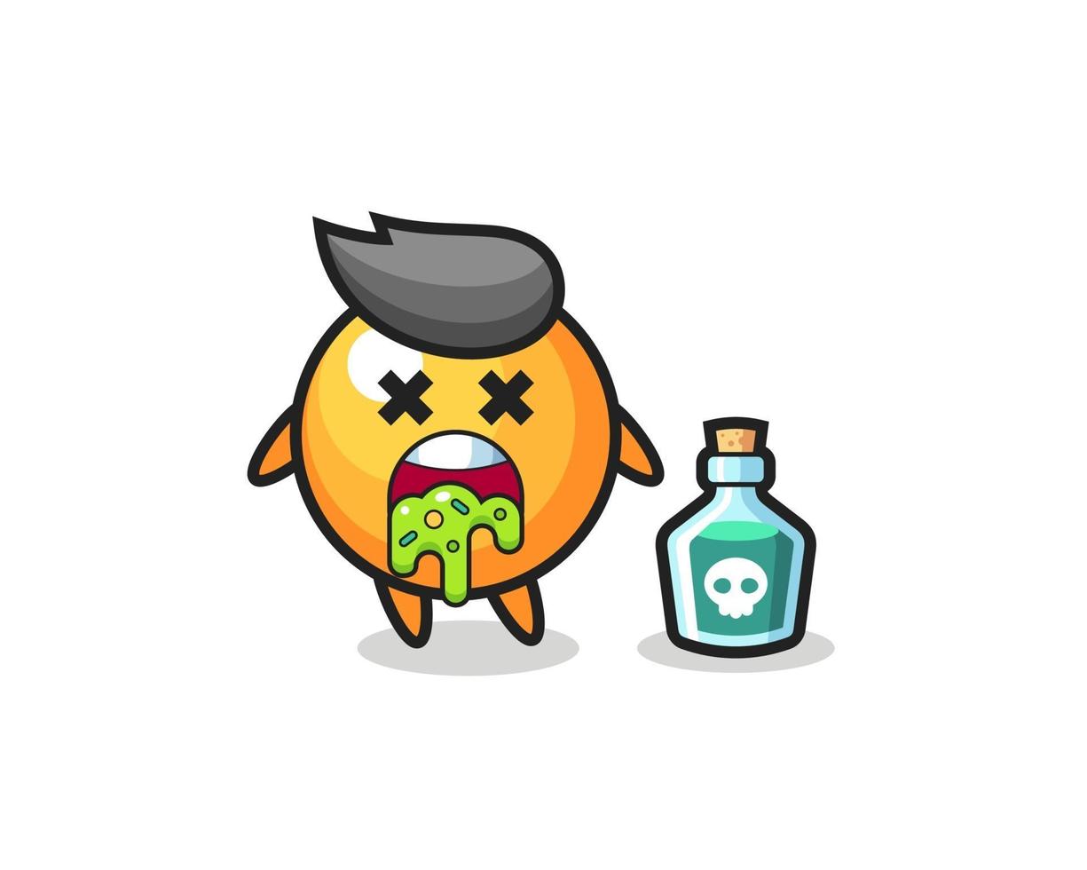 illustration of an ping pong ball character vomiting due to poisoning vector