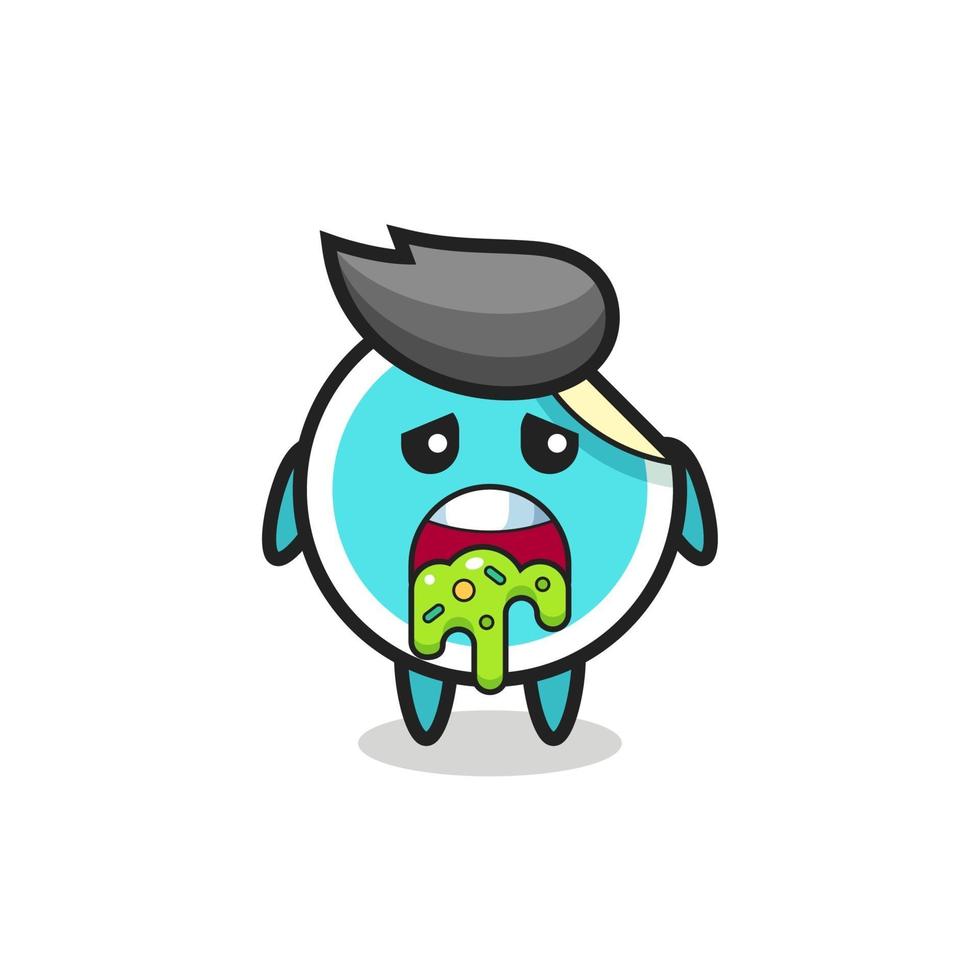 the cute sticker character with puke vector