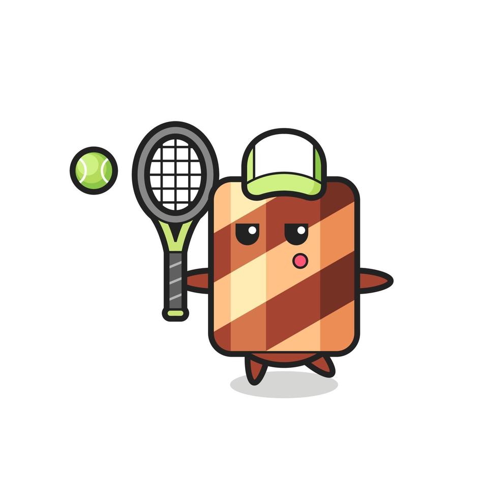 Mascot Illustration of wafer roll as a hacker vector