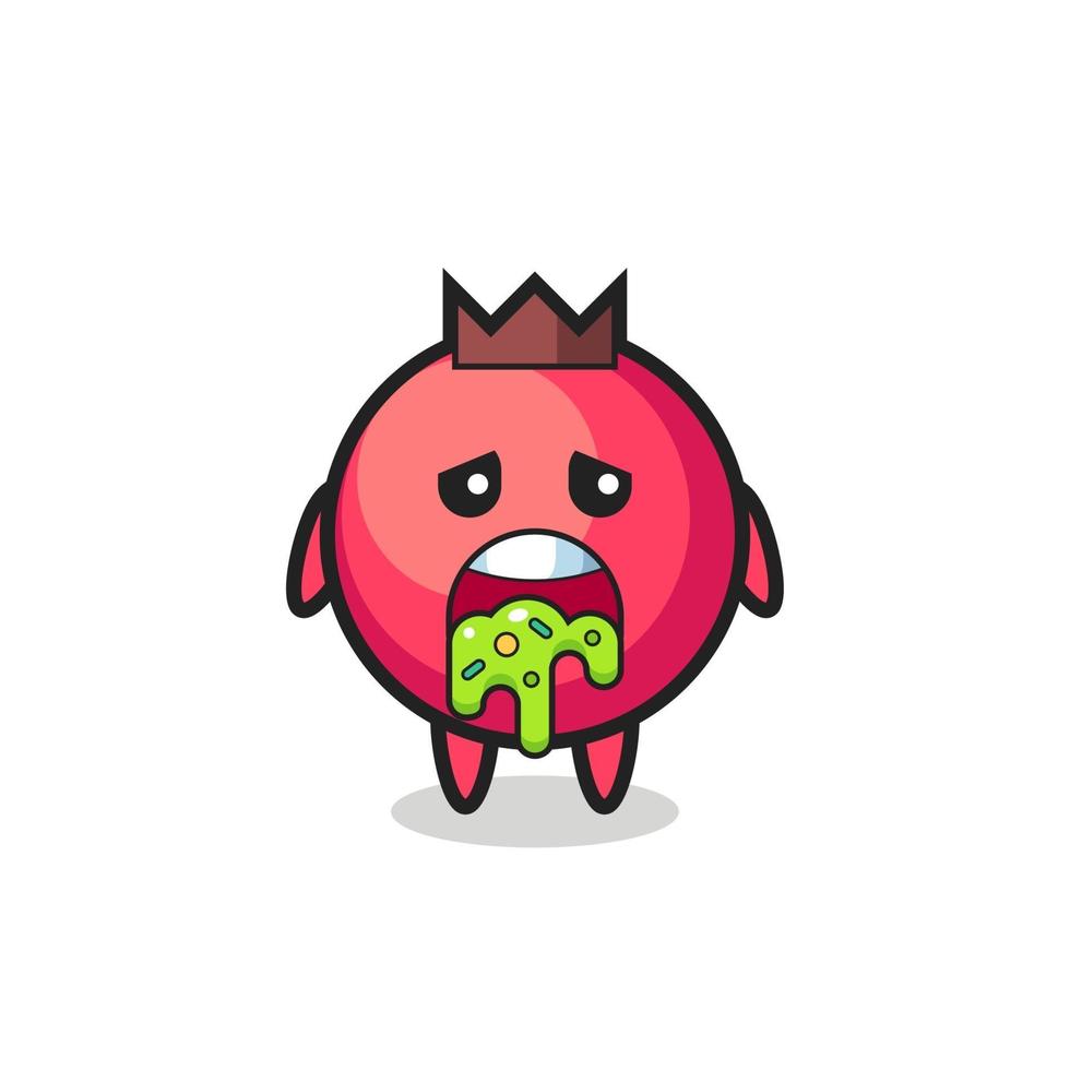 the cute cranberry character with puke vector