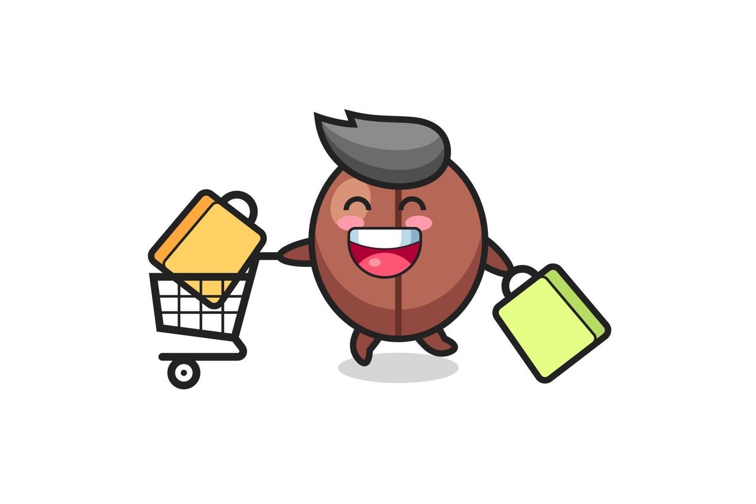 black Friday illustration with cute coffee bean mascot vector