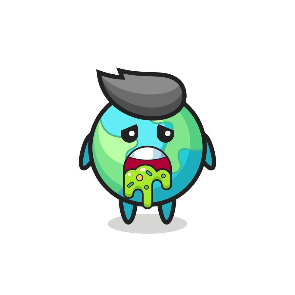the cute earth character with puke vector