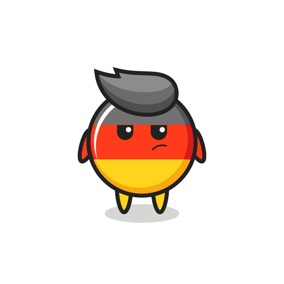 Lindo personaje de insignia de la bandera de Alemania con expresión sospechosa vector
