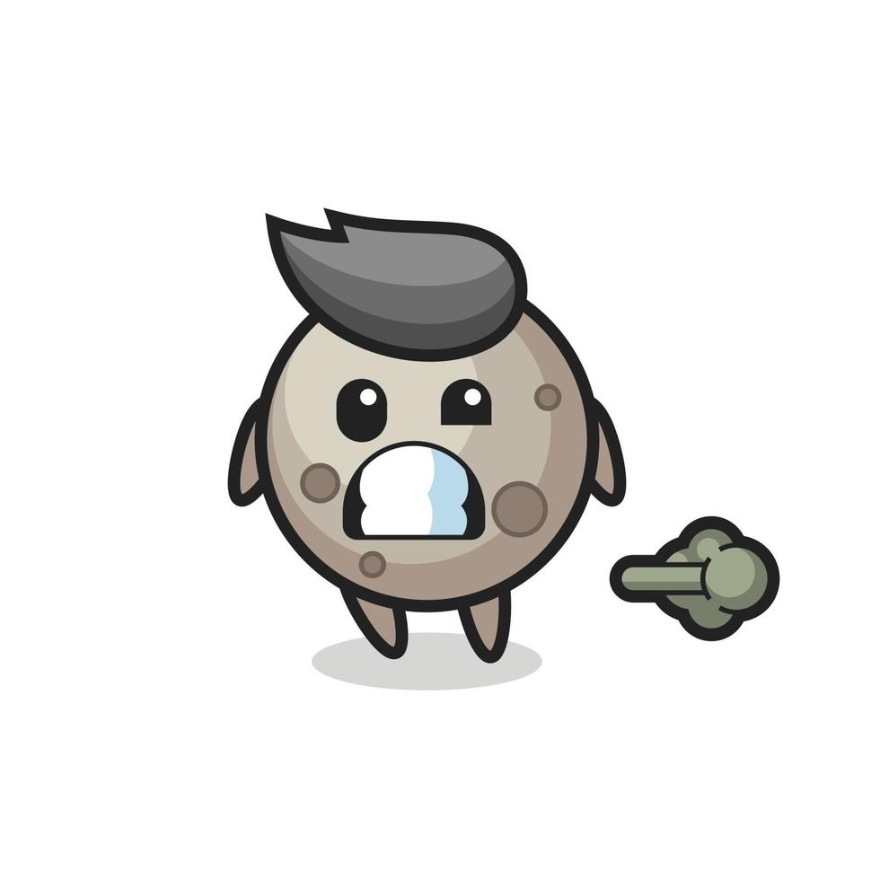 the illustration of the moon cartoon doing fart vector